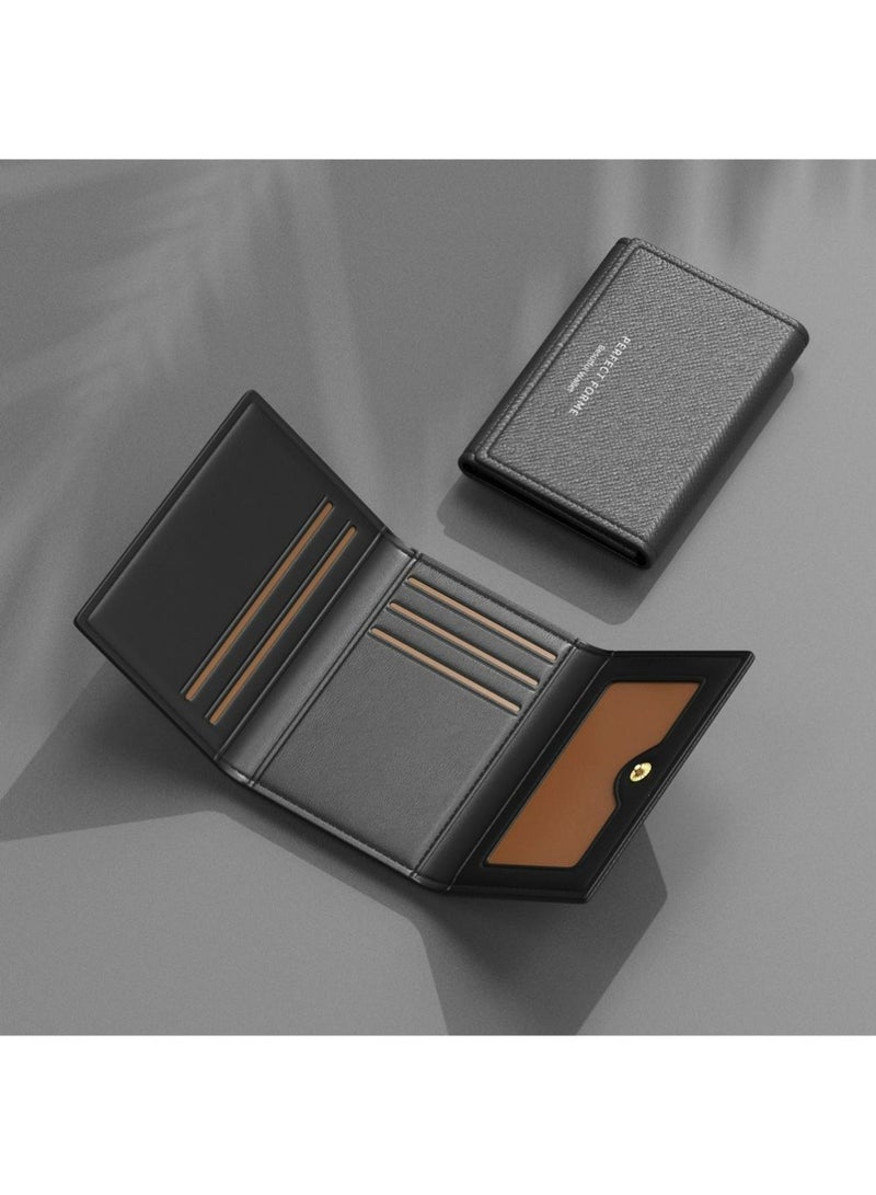 LLASIDO PU Leather Trifold Wallet for Men - RFID Wallets Slim 7 Credit Card Holder 1 ID Compartment - Image 1