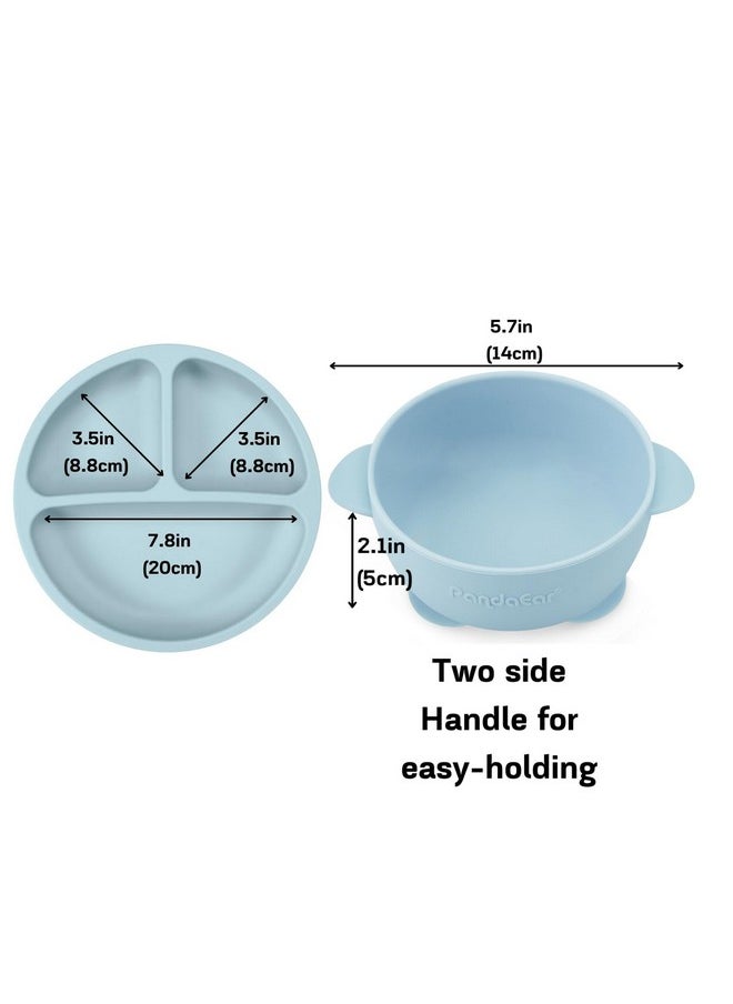 PandaEar Silicone Baby Feeding Set | 11PCS Baby Led Weaning Supplies Self Feeding Utensils | Divided Suction Plate Bowl Bibs Sippy Cup with Baby Food Pouch Snack Container Spoons Forks, Blue - pzsku/Z7AD168C1A05C0A3C3213Z/45/_/1736571149/9f86de2e-82d7-4be8-8160-92043c5bf10e