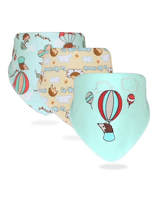 LITTLE SURPRISE BOX Little Surprise Box, 3PCS Set of Hedgehog print premium adjustable snap button closure Bibs