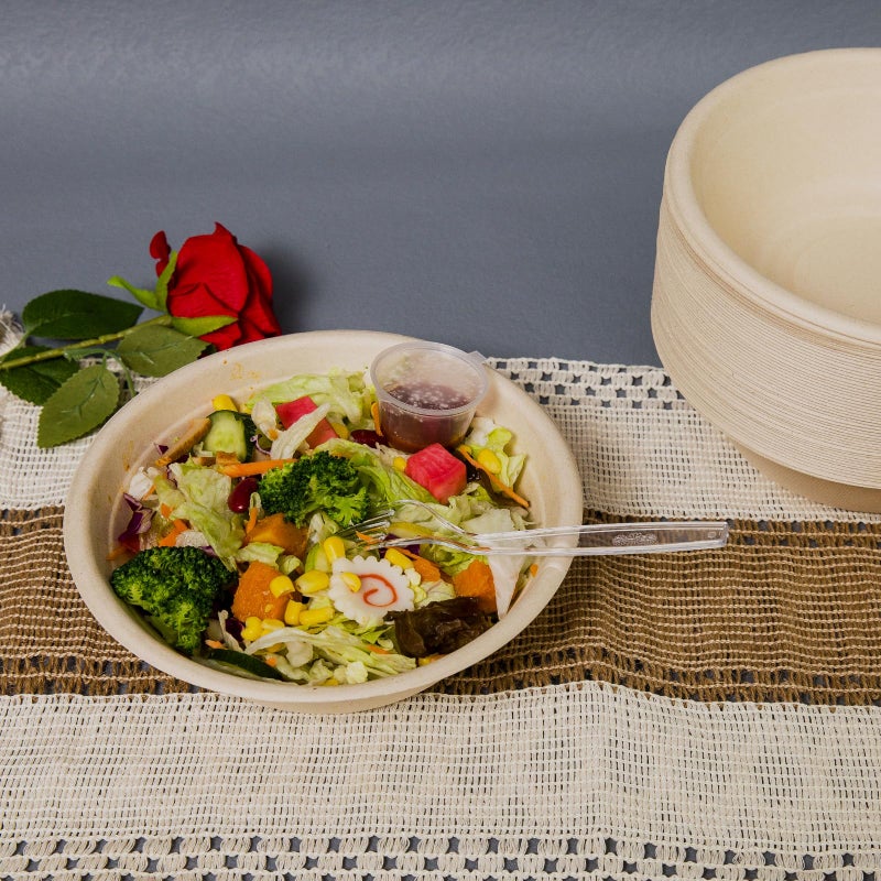 emlifepak 32oz Disposable Salad Bowls 150Pack, Big Paper Bowls, Large, Heavy-Duty, Eco-Friendly, Bulk Pack, Compostable Bowls, Biodegradable Made of Sugar Cane Fibers,Perfect For Salad - Image 5