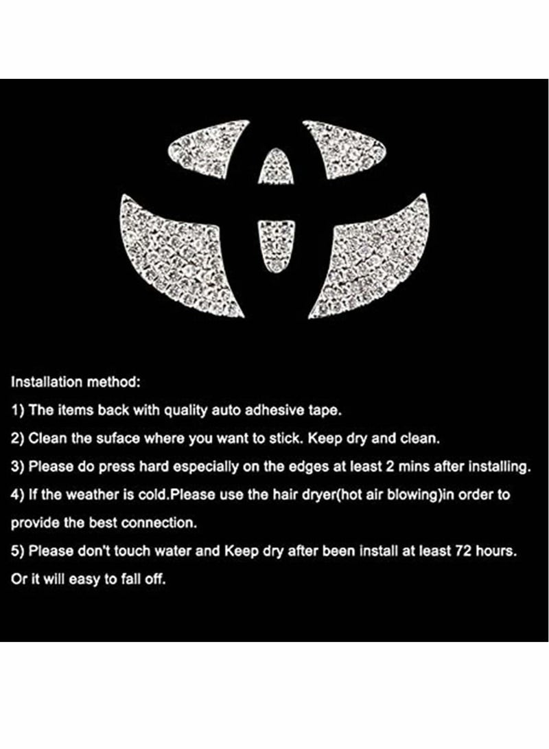 Sparkly Diamond Steering Wheel Logo Caps for All Toyota Models - Bling Emblem Accessories for Women, DIY Crystal Interior Decorations - Image 3