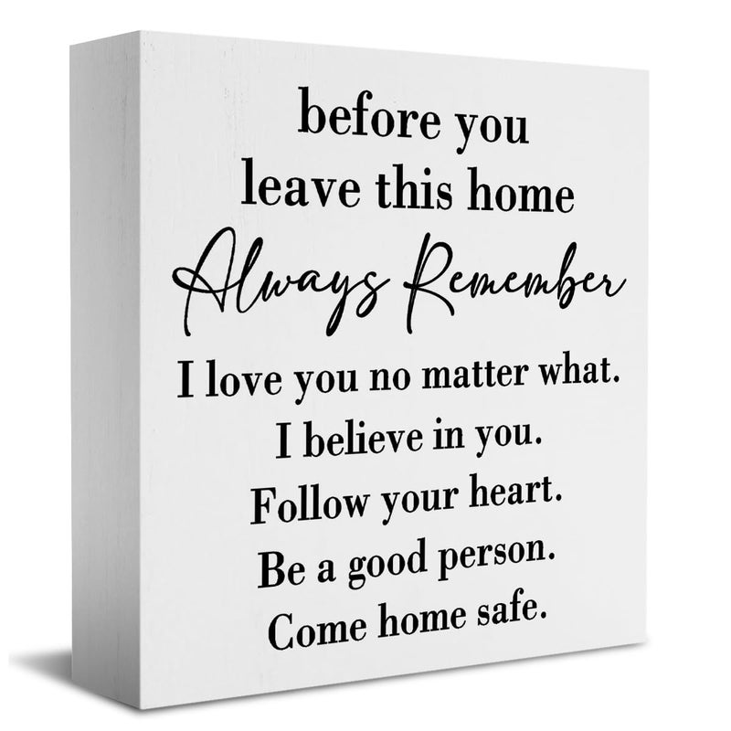 HTBIG Inspirational Home Farmhouse Decor Desk Decor Wooden Box Sign Always Remember You are Braver Than You Think Rustic White Wood Block Plaque Box Sign for Women Family Friends Shelf Table Decoration - Image 1