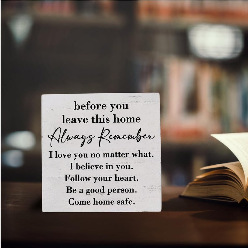 HTBIG Inspirational Home Farmhouse Decor Desk Decor Wooden Box Sign Always Remember You are Braver Than You Think Rustic White Wood Block Plaque Box Sign for Women Family Friends Shelf Table Decoration - Image 4