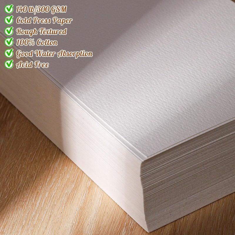 Prudiut 30 Sheets Watercolor Paper 8.5 x 11, 140 lb/300 GSM Cold Press Watercolor Paper Bulk White Water Color Paper Cotton Paper for Kids Students Adults Beginners Artists - Image 3