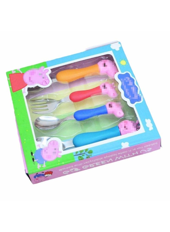 Household Children's Spoon Creative Stainless Steel Cartoon Spoon Cute Anti-scalding Korean Style Short Handle Round Head Spoon Spoon-Color:Dingdong Stainless Steel Spoon - Image 5