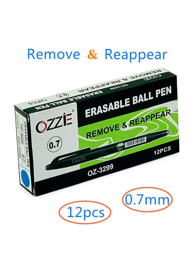 NIBEMINENT 12-Piece Erasable Ball Pen Remove & Reappear 0.7mm Blue - Image 2
