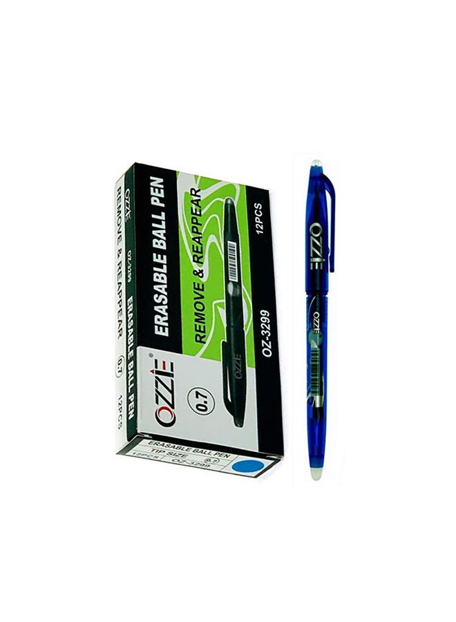 NIBEMINENT 12-Piece Erasable Ball Pen Remove & Reappear 0.7mm Blue - Image 1