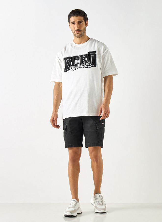 Ecko Unltd. Ecko Unltd Solid Relaxed Fit Cargo Shorts with Button Closure - Image 2