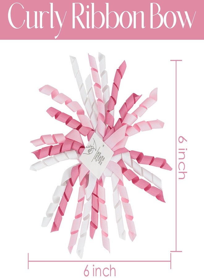HUIHUANG Curly Ribbon Bows for Gift Wrapping Pink Gift Bows Assortment 6 Counts Self Adhesive Grosgrain Bows for Presents Gift Bags Gift Basket Crafting Wrap Accessories Party Favor - 6 Inch - Image 3