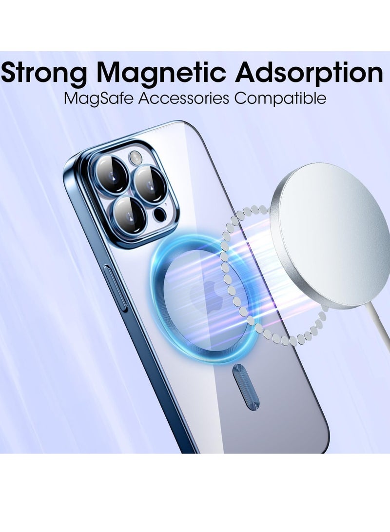 ELTRAZONE Magnetic Case for iPhone 15 Pro Max with Camera Lens Protector, Full Body Protective Slim Thin Transparent Phone Case Cover for iPhone 15 Pro Max 6.7 Inch (Blue) - Image 2