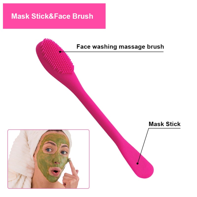 Silicone Face Mask Brush Double-head Face Mask&Facial Cleansing Brush Face Cleanser and Massager Brush for Cream - Image 2