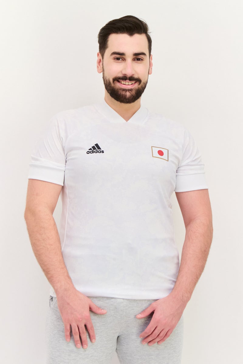 Adidas Men Sportswear Fit Short Sleeves Training Jersey Top, White Combo  - Image 1