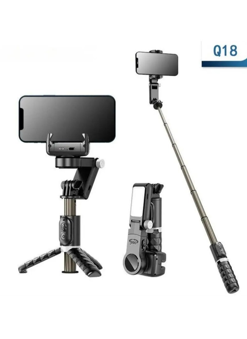 Generic - ECellStreet Gimbal Q18 Stabilizer Desktop Following The Shooting Mode Smartphone Selfie Stick Tripod With Fill Light - Image 1