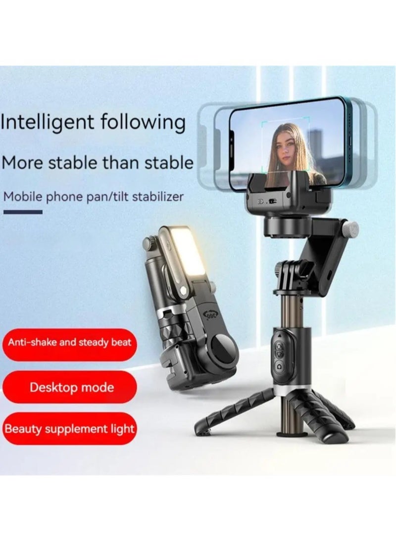 Generic - ECellStreet Gimbal Q18 Stabilizer Desktop Following The Shooting Mode Smartphone Selfie Stick Tripod With Fill Light - Image 1