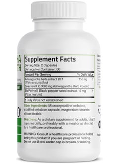 Bronson Ashwagandha Extra Strength 3000 mg Stress & Mood Support with BioPerine - Non GMO Formula, 120 Vegetarian Capsules  - Image 3