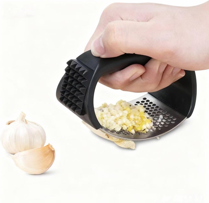 HavenNest Garlic Press Equipped with Soft Ergonomic Handle, Easy to Crush Garlic, Easy to Clean, and Rust-resistant, Upgrade Black - Image 1
