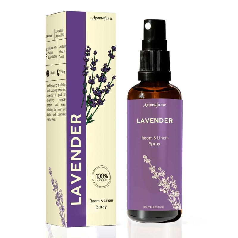 Aromafume Lavender Room Linen Pillow Spray by Aromafume 100ml338 fl oz with Pure Lavender Essential Oil Aromatherapy Spray for Relaxation Sleep Stress Relief Mist for Bedding Fabrics  - Image 1