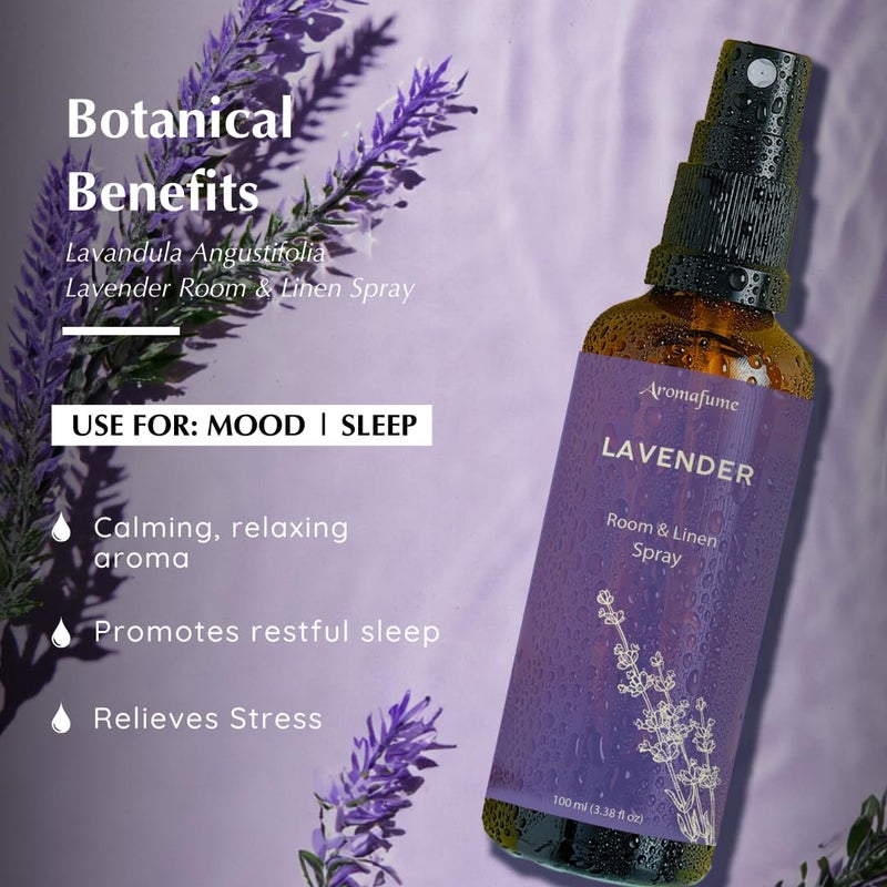 Aromafume Lavender Room Linen Pillow Spray by Aromafume 100ml338 fl oz with Pure Lavender Essential Oil Aromatherapy Spray for Relaxation Sleep Stress Relief Mist for Bedding Fabrics  - Image 2