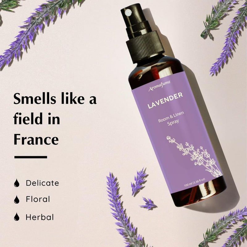 Aromafume Lavender Room Linen Pillow Spray by Aromafume 100ml338 fl oz with Pure Lavender Essential Oil Aromatherapy Spray for Relaxation Sleep Stress Relief Mist for Bedding Fabrics  - Image 3