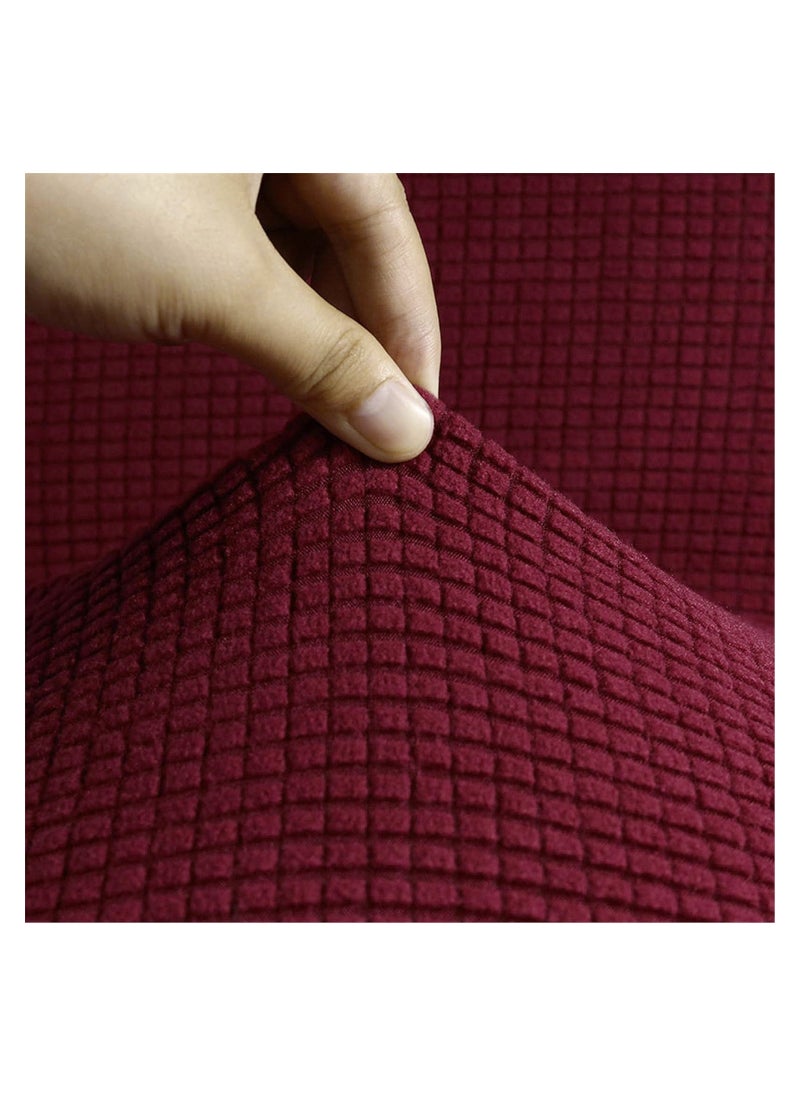 Fabienne High Stretch 1 Seater Sofa Cover Soft Brushed Fabric Couch Cover Exquisitely Full Coverage Furniture Protector Slipcover One Seater Fits on Standard and Recliner Sofa 80-120cm Size Burgundy  - Image 2