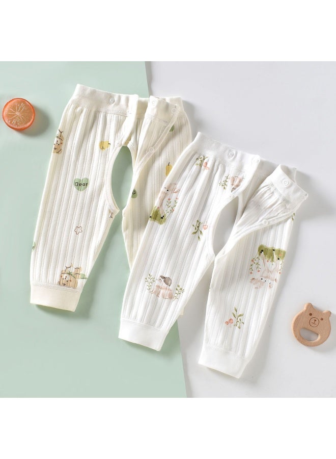 0-1 Year Old Newborn Baby Pants Men's Cotton Long Johns Adjustable Open-crotch Pants Belly Velcro Spring And Autumn Women