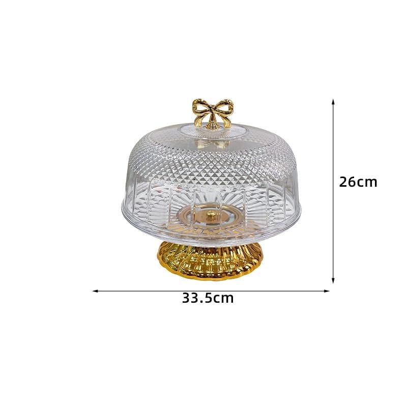 MUGATH Elegant Gold Cake Stand with Dome Lid – Decorative Acrylic Dessert Display Stand for Cakes, Cupcakes, Pastries – Perfect for Weddings, Birthdays, luxury Parties & Events and home kitchen décor - Image 3