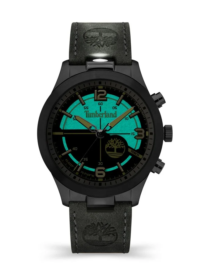 تمبرلاند ساعة سوليفان رجالي مينا رمادي 44 مم بحزام جلد أسود