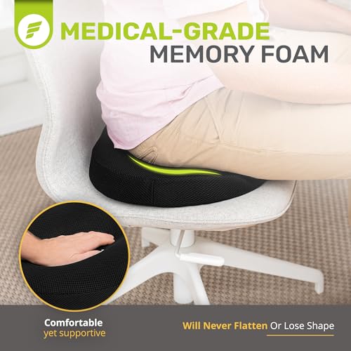 ErgoFoam Orthopedic Donut Pillow for Tailbone Pain | Donut Seat Cushion for Hemorrhoids | Plush Support for Comfort | Breathable Mesh Cover | Hemmoroid Pillow | Postpartum | Doughnut Pillow - Image 2