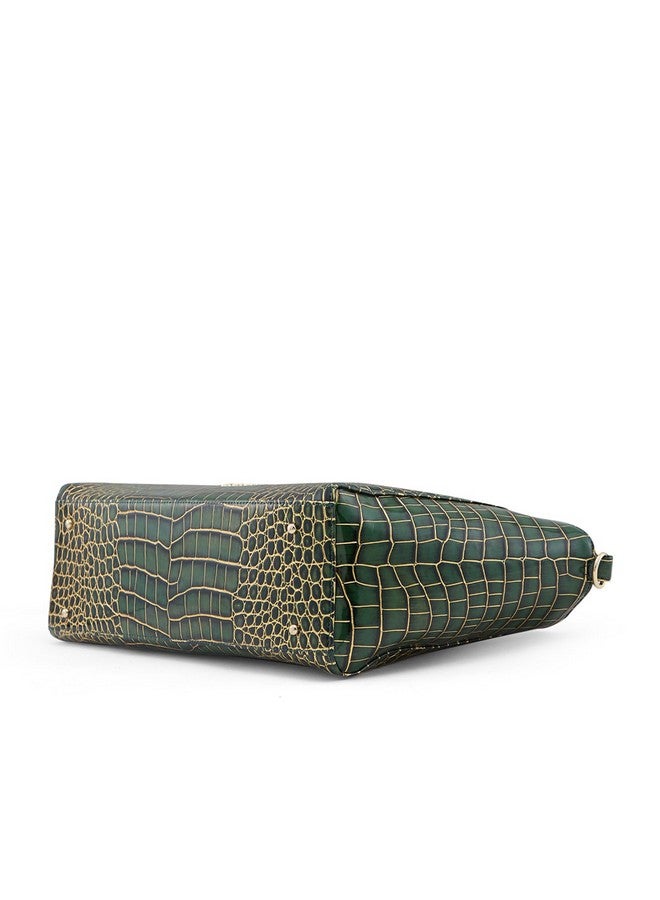 Caprese Miranda Satchel Bag, Large | Stylish Snake Print Handbag for Women with Adjustable & Detachable Sling Strap, Multi-Compartments | Secure Zip Closure | Perfect for Casual & Daily Use (Green) - Image 5