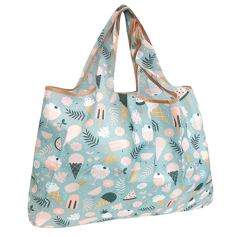 allydrew Large Foldable Tote Nylon Reusable Grocery Bag Ice Cream Popsicles