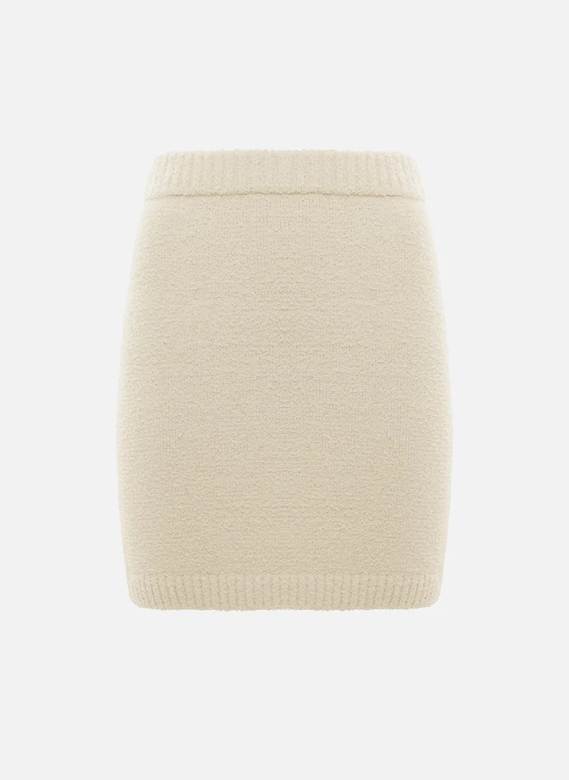Lichi Textured knitted straight mini skirt