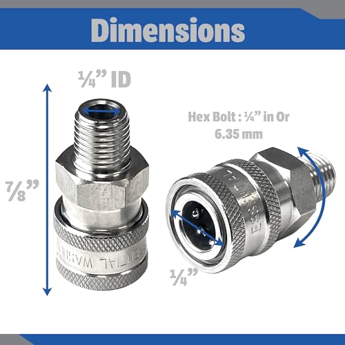 Essential Washer Stainless Steel Quick Connect Male NPT Pressure Washer Quick Connect Fittings 5000 PSI Set Of 6 - Image 3