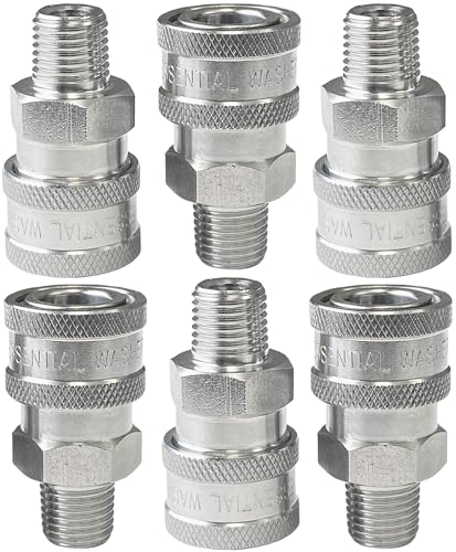 Essential Washer Stainless Steel Quick Connect Male NPT Pressure Washer Quick Connect Fittings 5000 PSI Set Of 6 - Image 1