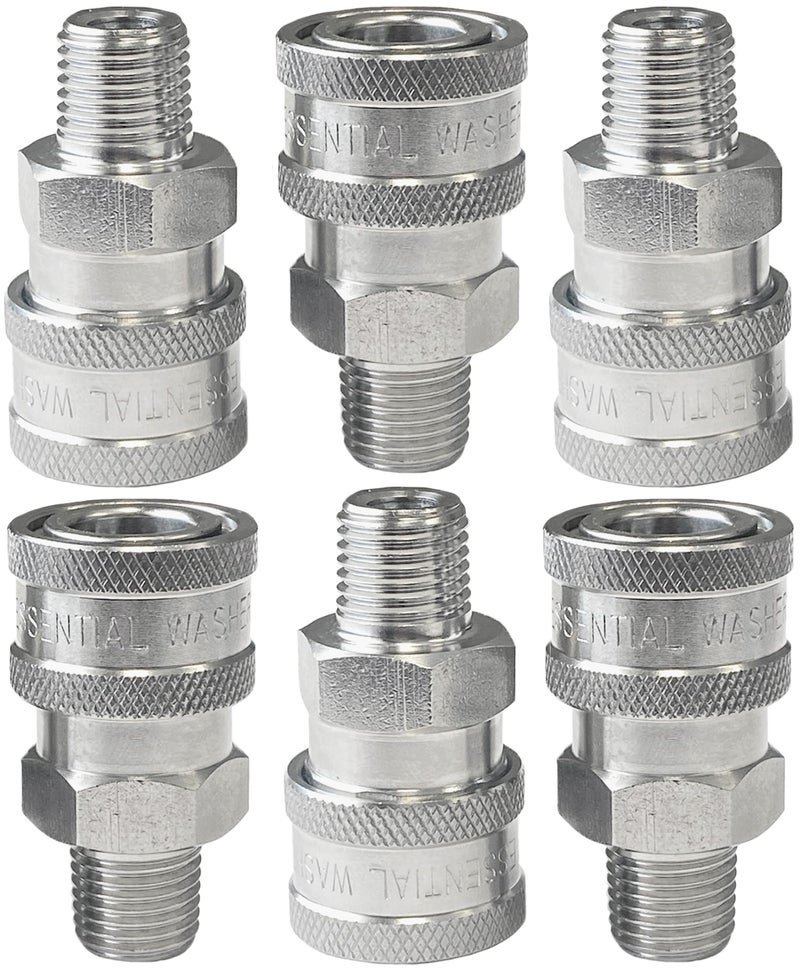 Essential Washer Stainless Steel Quick Connect Male NPT Pressure Washer Quick Connect Fittings 5000 PSI Set Of 6 - Image 2