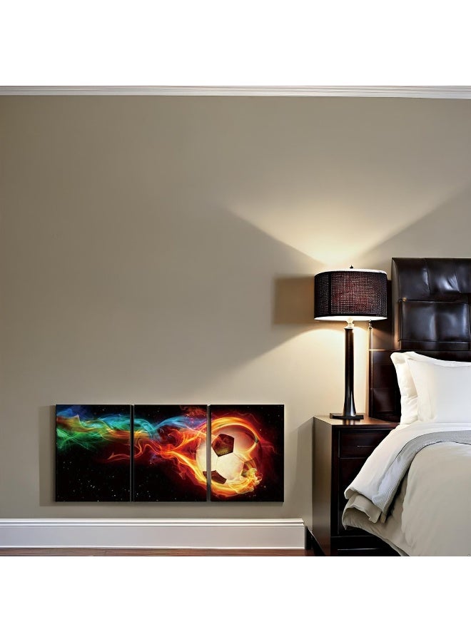 Home Trove Taomi Sport Boy Room Wall Art Multicolor Flame Soccer Artwork Canvas Poster Print - Image 5