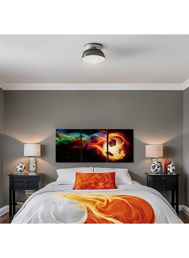 Home Trove Taomi Sport Boy Room Wall Art Multicolor Flame Soccer Artwork Canvas Poster Print - Image 4