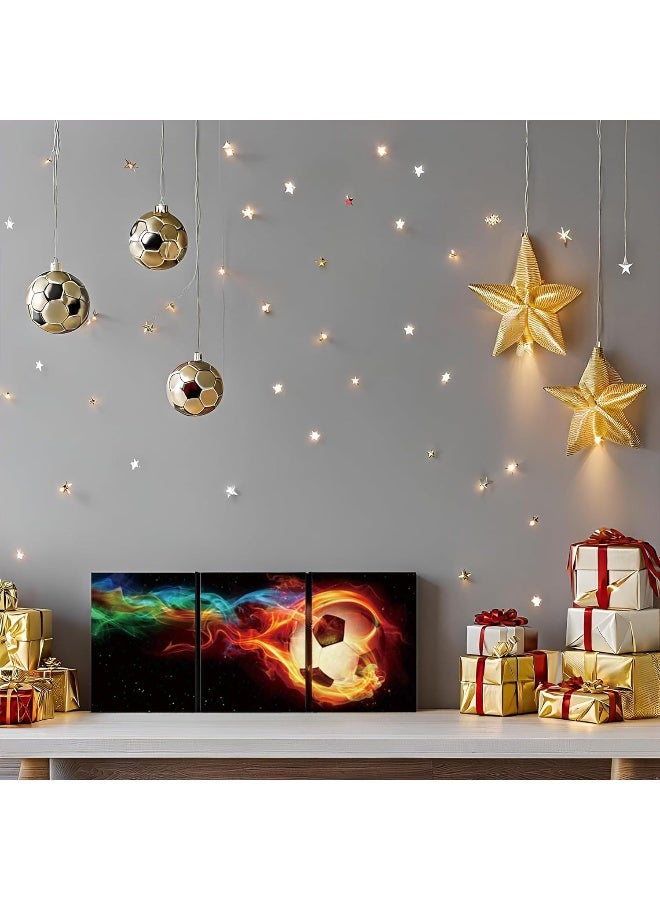 Home Trove Taomi Sport Boy Room Wall Art Multicolor Flame Soccer Artwork Canvas Poster Print - Image 3