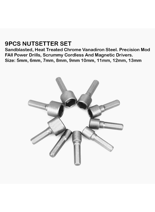 HORUSDY 9Pcs Nut setter Set 5mm - 13mm - Hex Shank Magnetic Nut Driver Bit Kit, Chrome Vanadium Steel Socket Adapter for Electric Drill, Power Screwdrivers & Impact Use SDY-94168 - Image 4