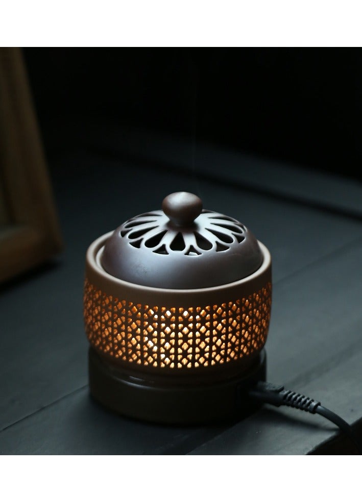 Bluejw 110V Electronic Aromatherapy Incense Burner Incense Powder Fragrance Timer Temperature-Regulated Heating Electric Lavender Incense Burner Incense Incense Incense Smoker - Image 1