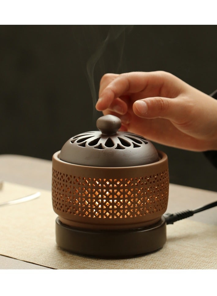 Bluejw 110V Electronic Aromatherapy Incense Burner Incense Powder Fragrance Timer Temperature-Regulated Heating Electric Lavender Incense Burner Incense Incense Incense Smoker - Image 2