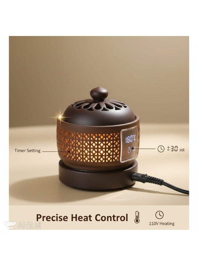 Bluejw 110V Electronic Aromatherapy Incense Burner Incense Powder Fragrance Timer Temperature-Regulated Heating Electric Lavender Incense Burner Incense Incense Incense Smoker - Image 4