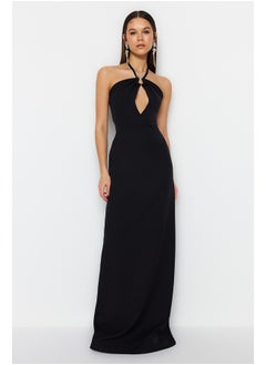 Black Evening Dress With Accessory Detail TPRSS23AE00183