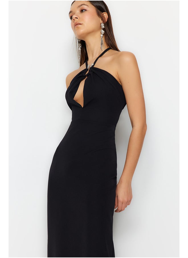 trendyol - Black Evening Dress With Accessory Detail TPRSS23AE00183 - Image 1