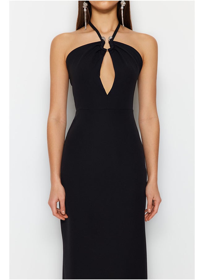 trendyol - Black Evening Dress With Accessory Detail TPRSS23AE00183 - Image 1