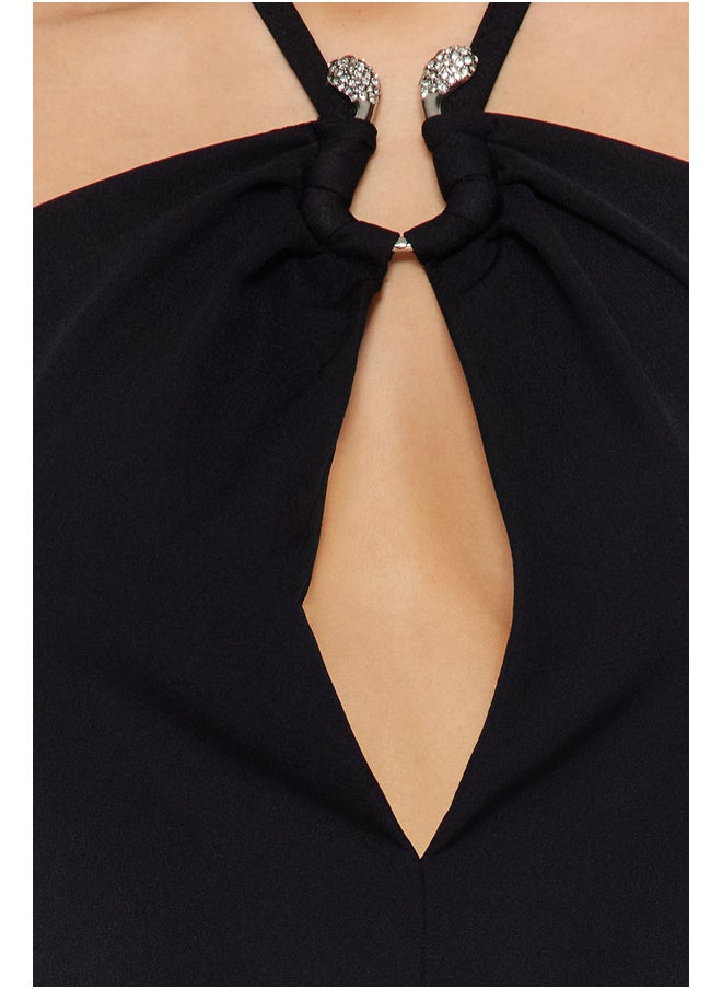 trendyol - Black Evening Dress With Accessory Detail TPRSS23AE00183 - Image 1