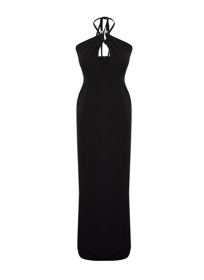 trendyol - Black Evening Dress With Accessory Detail TPRSS23AE00183 - Image 1