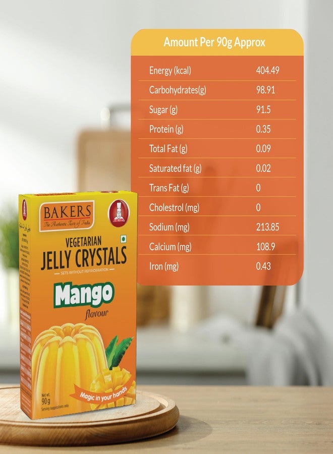 BAKERS Jelly Crystals | Mango Flavour | 100% Vegetarian | Juicy Taste | Authentic Taste | Easy-to-Make Dessert Recipes | Instant Premix Pack of 3 (90 gm x 3) - Image 3