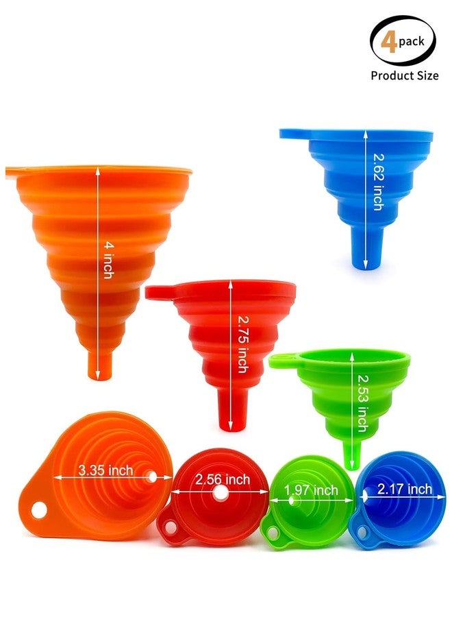 uvbws 4Pack kitchen collapsible silicone funnel, Kitchen small tool accessories, suitable for kitchen bottling, daily cooking, and funnel for water or powder transfer. - Image 2