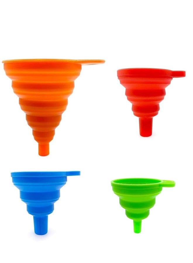 uvbws 4Pack kitchen collapsible silicone funnel, Kitchen small tool accessories, suitable for kitchen bottling, daily cooking, and funnel for water or powder transfer. - Image 1