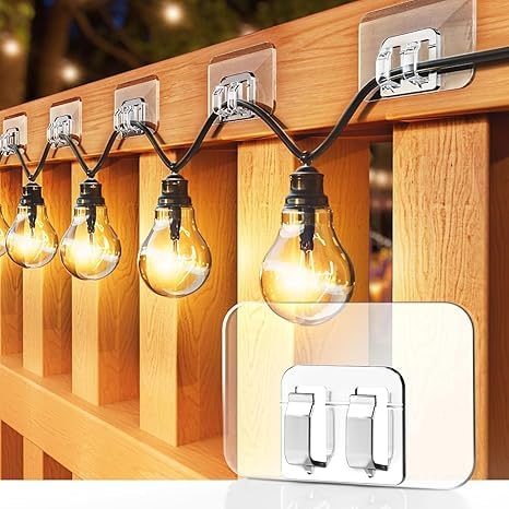 SHOPECOM SHOPECOM String Light Sticker Hooks for Outdoor String Light Clips Heavy Duty Cable Clip Damage UV Resistant for Card Holder Adhesive Strips Outside Sticky Clip for Hanging Diwali Lighting Decor10pc  - Image 1